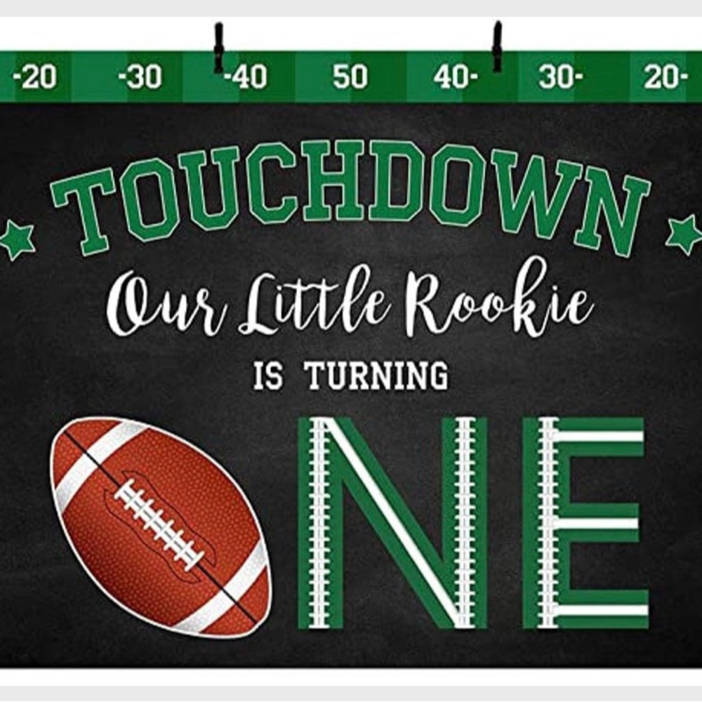 1st BIRTHDAY BACKDROP for photos. Football Theme. Banner too.